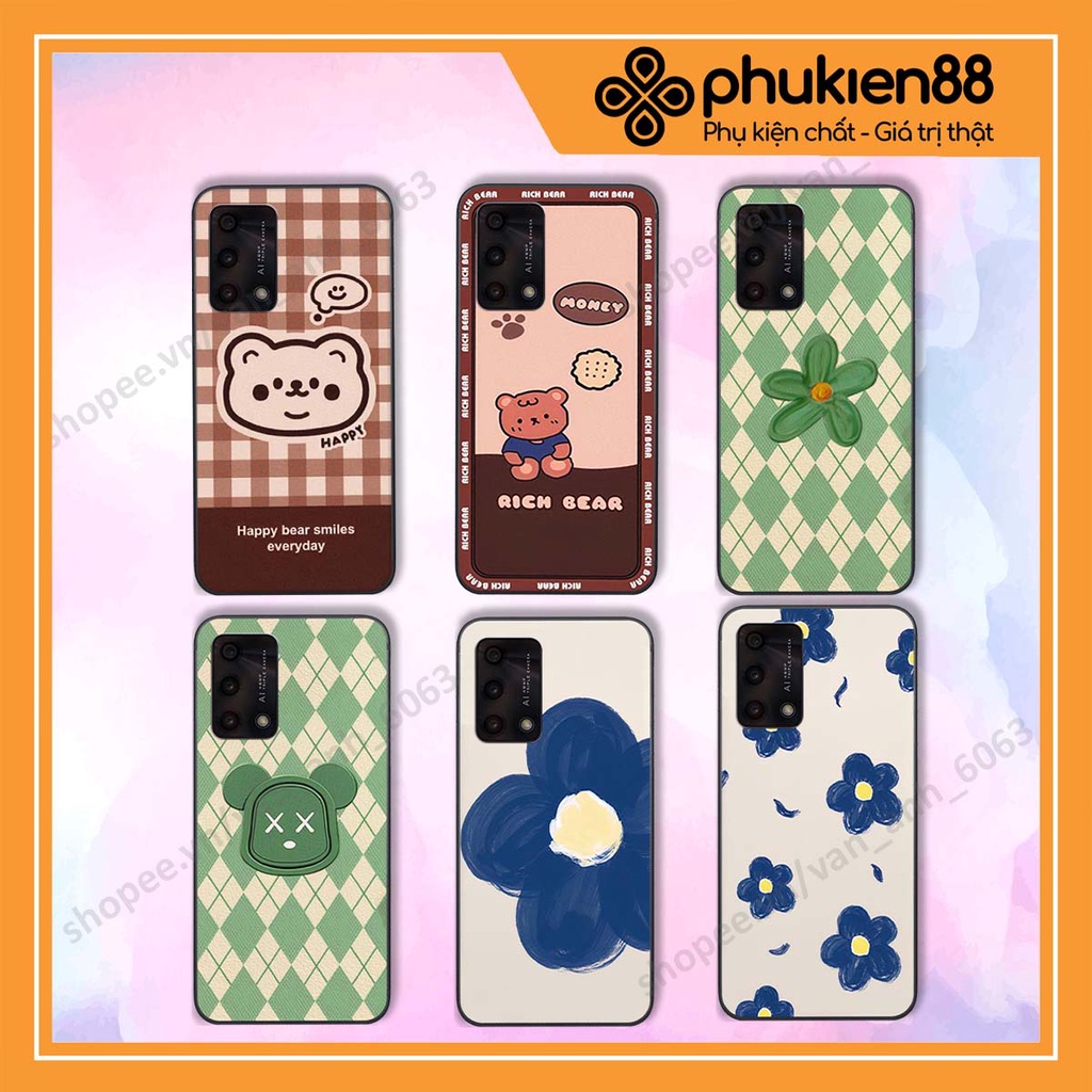Ốp lưng Oppo A74 / A94 / A95 in hình hoa, gấu rich bear nghệ thuật, thời trang