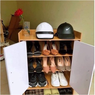 Tủ giày gỗ cánh trắng 3 ngăn