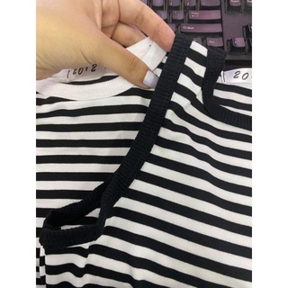 Áo balo croptop viền kẻ basic / kèm ảnh thật