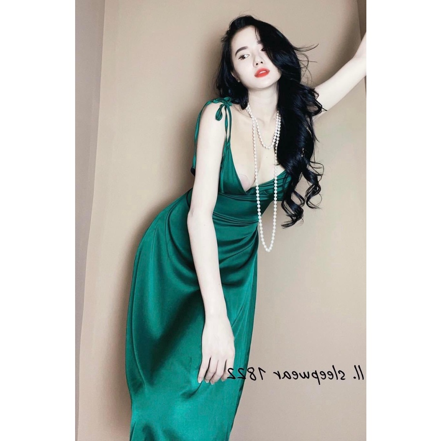 Đầm Ngủ, đồ ngủ, váy ngủ  Nữ 2 dây Sexy lụa satin - latin siêu mát giá sỉ - FREESHIP