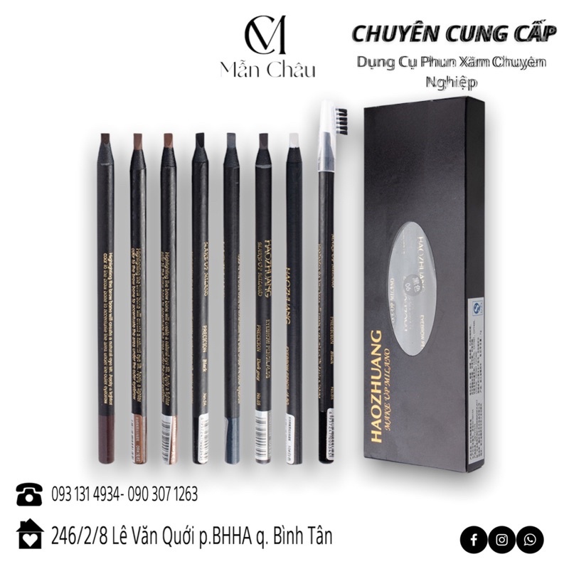Chì đá kẻ mày Haozhuang cứng phẩy sợi Eyebrow Pencil sắc nét chuyên dùng cho Makeup trang điểm