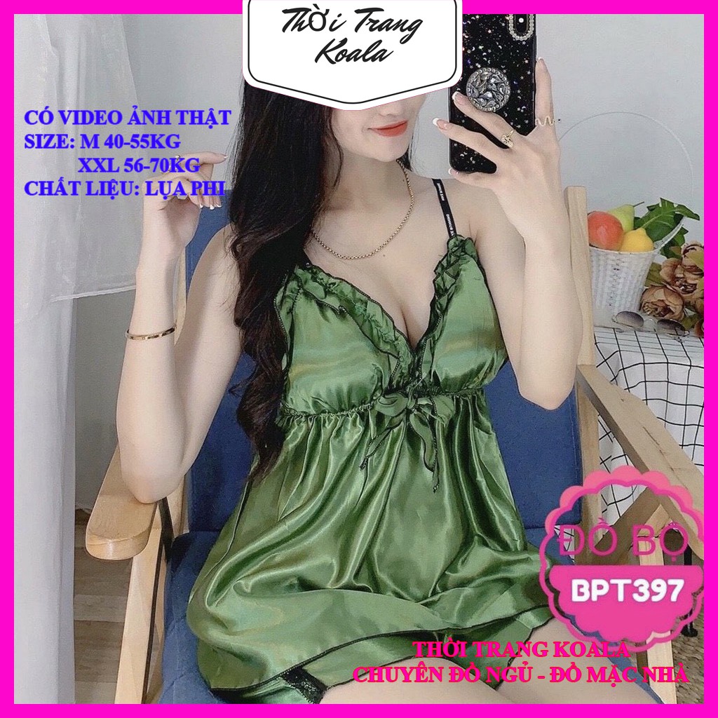 Đồ ngủ sexy nữ🍀 FREE SHIP 🍀  Đồ ngủ lụa phi có mút ngực 2 dây hở lưng, mịn mịn, quyến rủ, TTK_DN3 | BigBuy360 - bigbuy360.vn