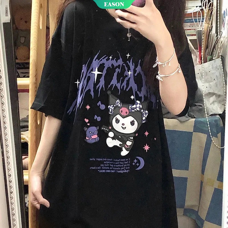 SANRIO Áo Thun Tay Ngắn Dáng Rộng In Họa Tiết Hoạt Hình Phong Cách Harajuku Nhật Bản Thời Trang Mùa Hè 2022 Cho Nữ