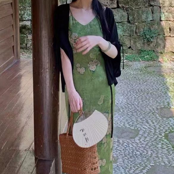 [M &amp; E] Áo Khoác Cardigan Dệt Kim Bốn Màu Kiểu Cổ Tích Trung Hoa Truyền Thống Múa Bụng Cổ Điển