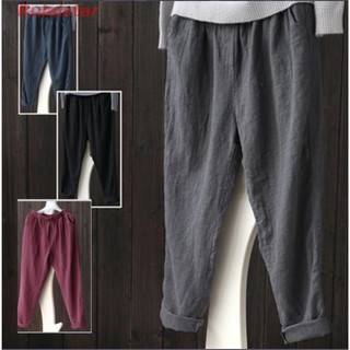 Quần cotton linen lưng thun ống rộng thoải mái cho nữ quần xương jean ulzzang quần short lưng cao quần baggy tây