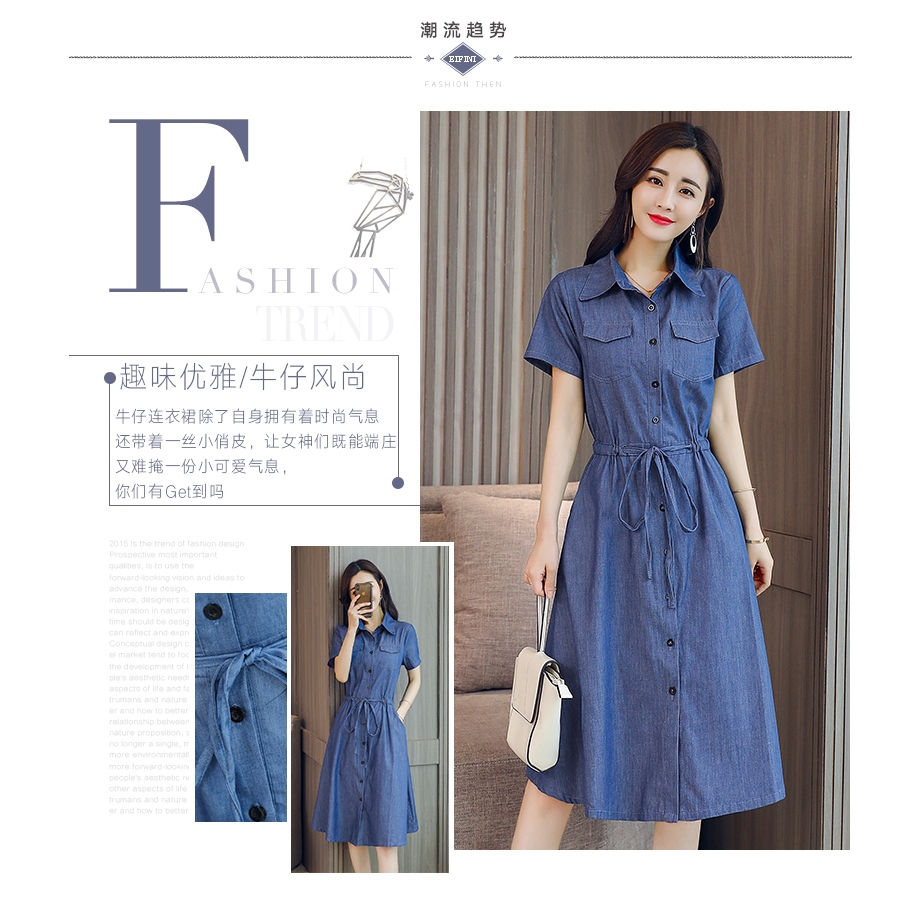 Đầm Denim Ngắn Tay Xinh Xắn Theo Phong Cách Hàn Quốc Dành Cho Nữ 2020 | BigBuy360 - bigbuy360.vn