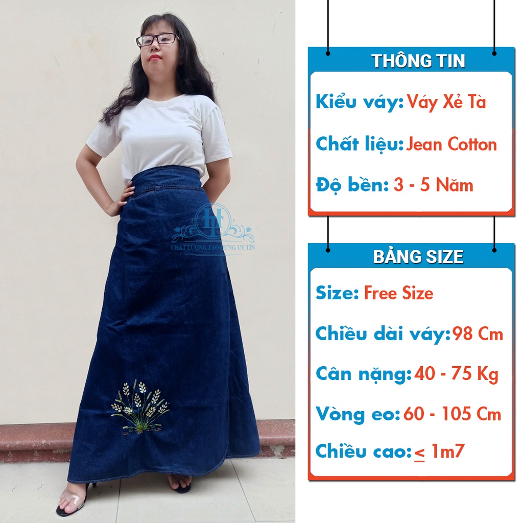 Váy Chống Nắng Xẻ Tà Vải Jean Dày Cao Cấp Có Nút Bấm Chắc Chắn Chống Tia UV Cực Tốt H&amp;T Fashion