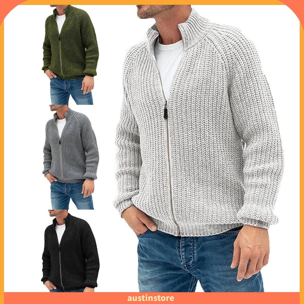 Áo Khoác Cardigan Dệt Kim Tay Dài Có Khóa Kéo Thân Thiện Với Da