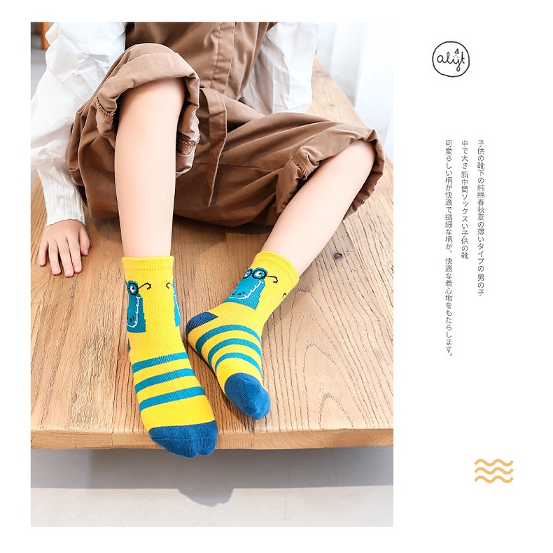 Set 5 Đôi Tất Cotton Hoạ Tiết Hoạt Hình Cho Bé Từ 1-12 Tuổi