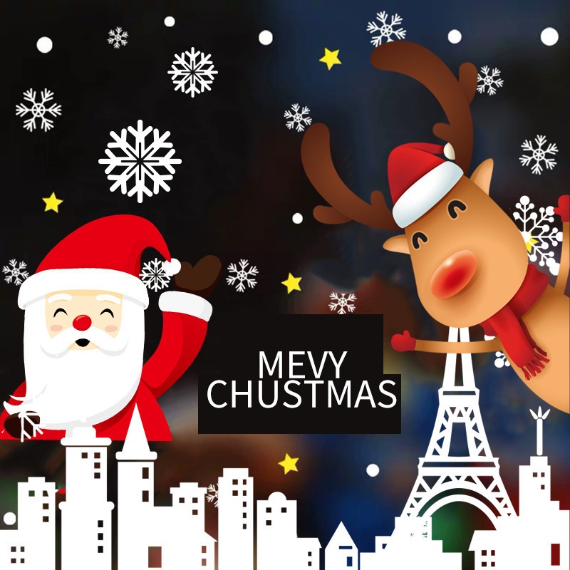Giấy dán tường 20*30cm họa tiết ông già noel tuần lộc trang trí phòng khách/phòng ngủ