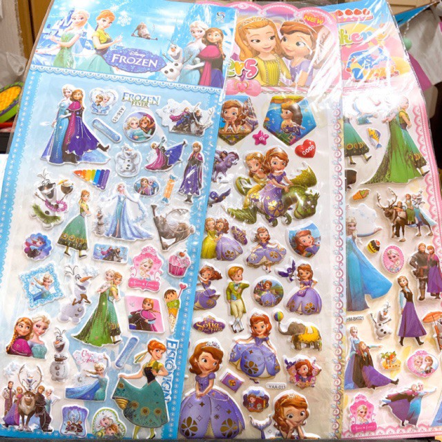 Sỉ 10 Vỉ dán sticker khổ A4 - 3D Nổi Trang Trí Kết Hợp Tô Màu - SP000599