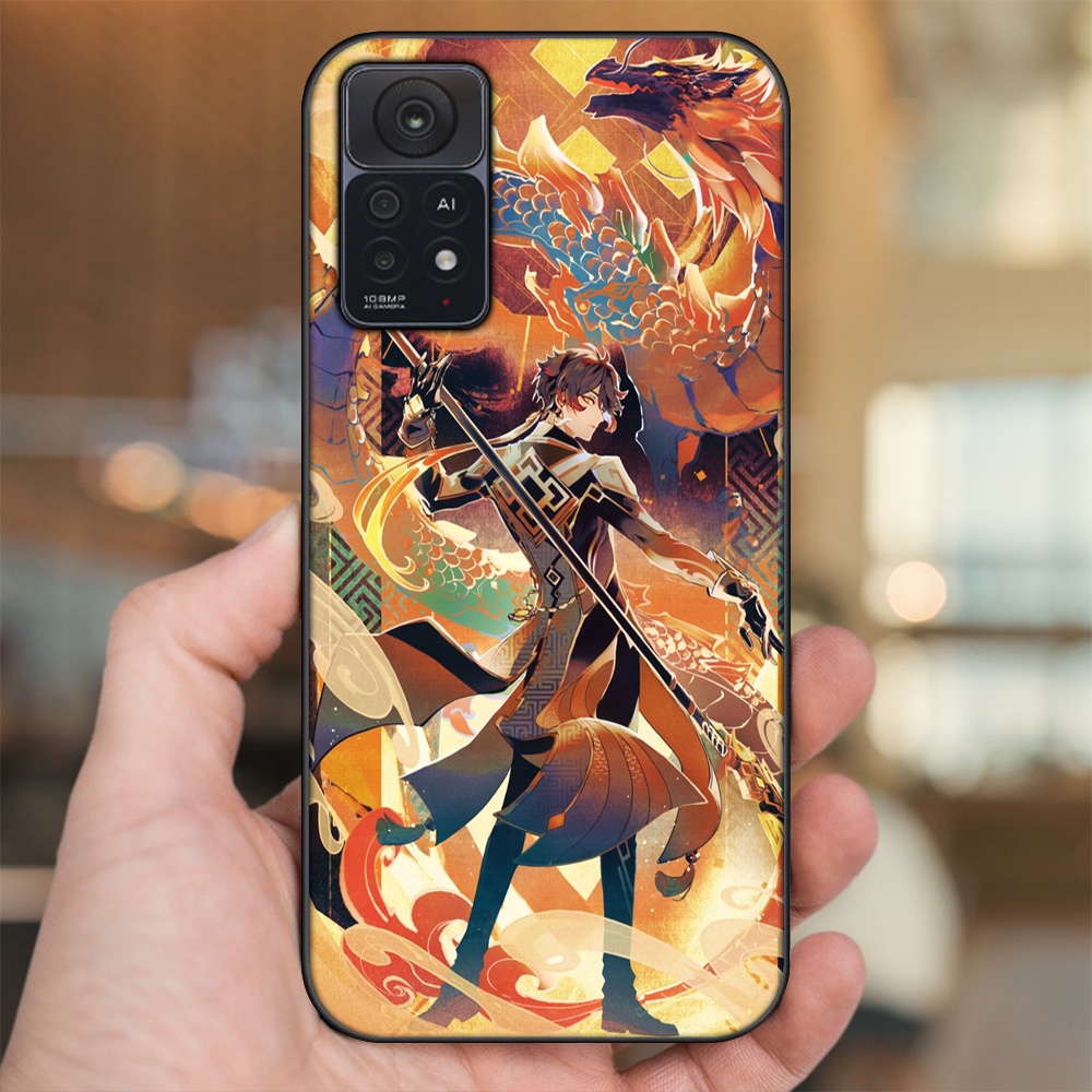 Ốp lưng Xiaomi Redmi Note 11 Pro 5G viền đen in hình Zhongli Genshin Impact
