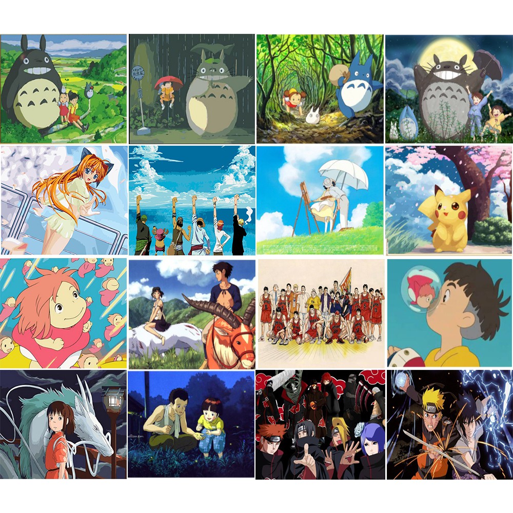 Bộ Dụng Cụ Vẽ Tranh Sơn Dầu Theo Số Kiểu Anime Dễ Thương