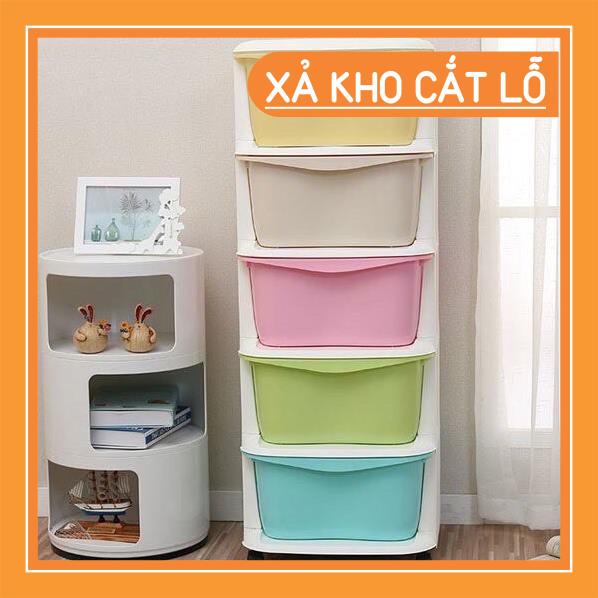Tủ đa sắc, tủ nhựa 5 tầng Việt Nhật có bánh xe tiện dụng