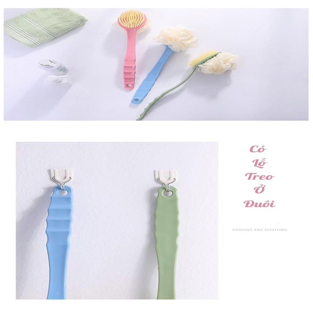 Cây Cọ Lưng Kèm Bông Tắm 2 Trong 1 Tiện Lợi Đa Năng