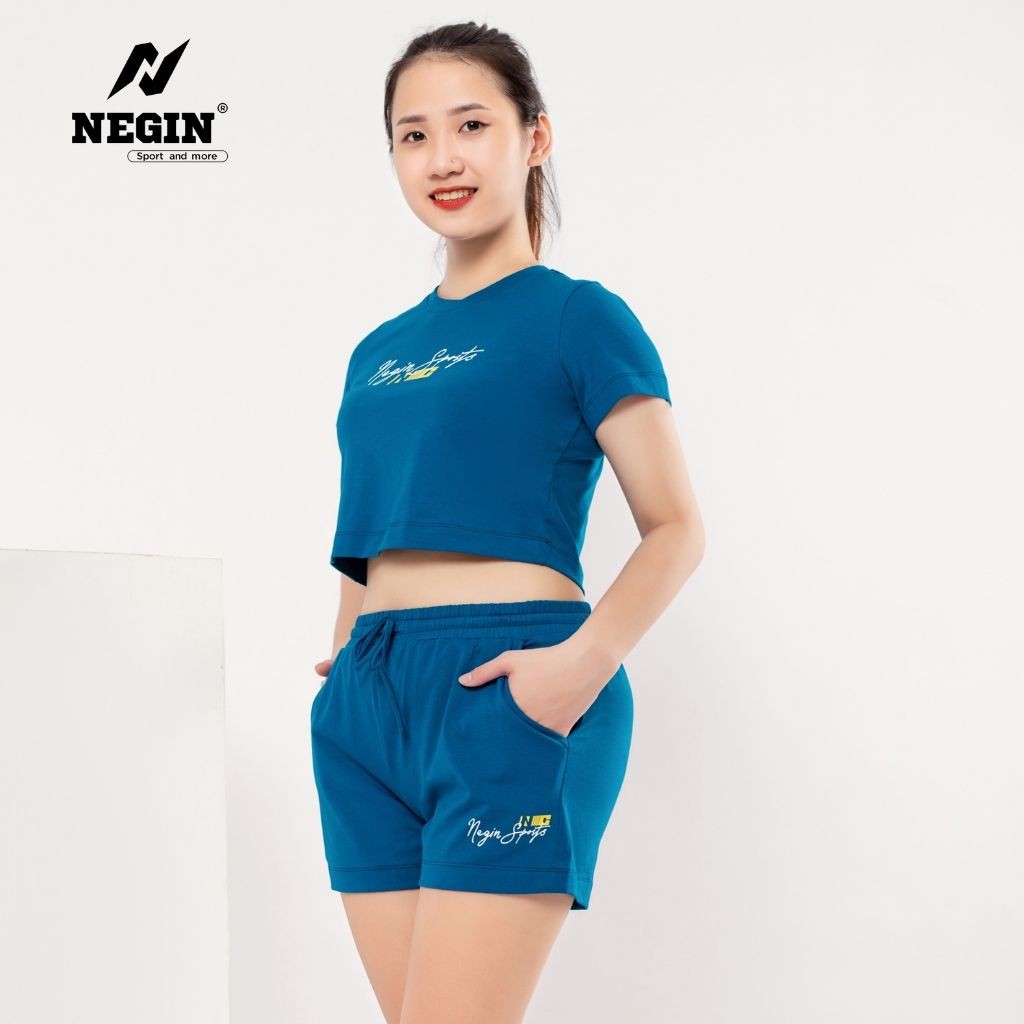 Áo Thể Thao Nữ NEGIN Dáng Croptop Tay Cộc Cổ Tròn Với Màu Sắc Trẻ Trung, Chất Liệu Cotton Mát Mịn 201W