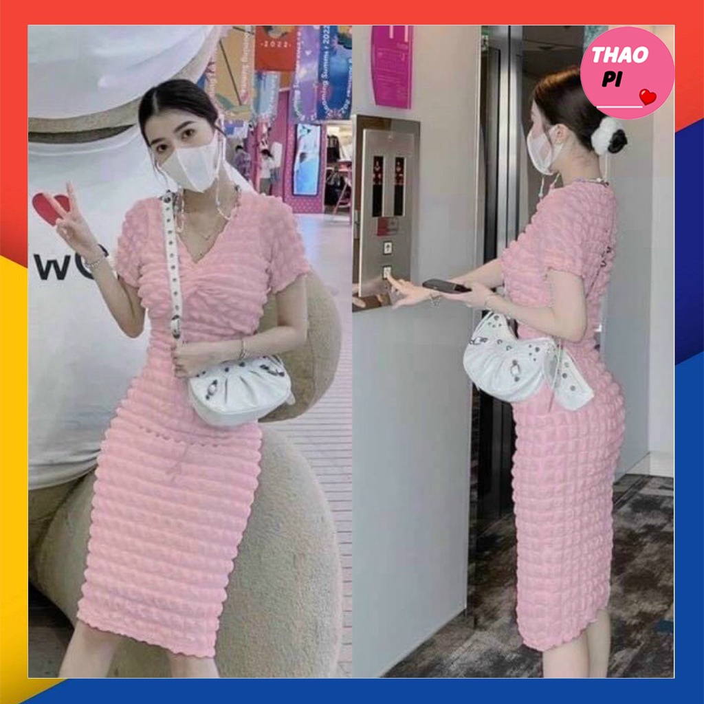 Đầm body xoắn ngực chất xốp mềm mại cao cấp tôn dáng