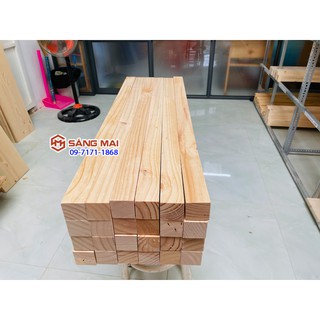 Thanh gỗ thông vuông 4cm x 4cm x dài 1m + láng mịn 4 mặt