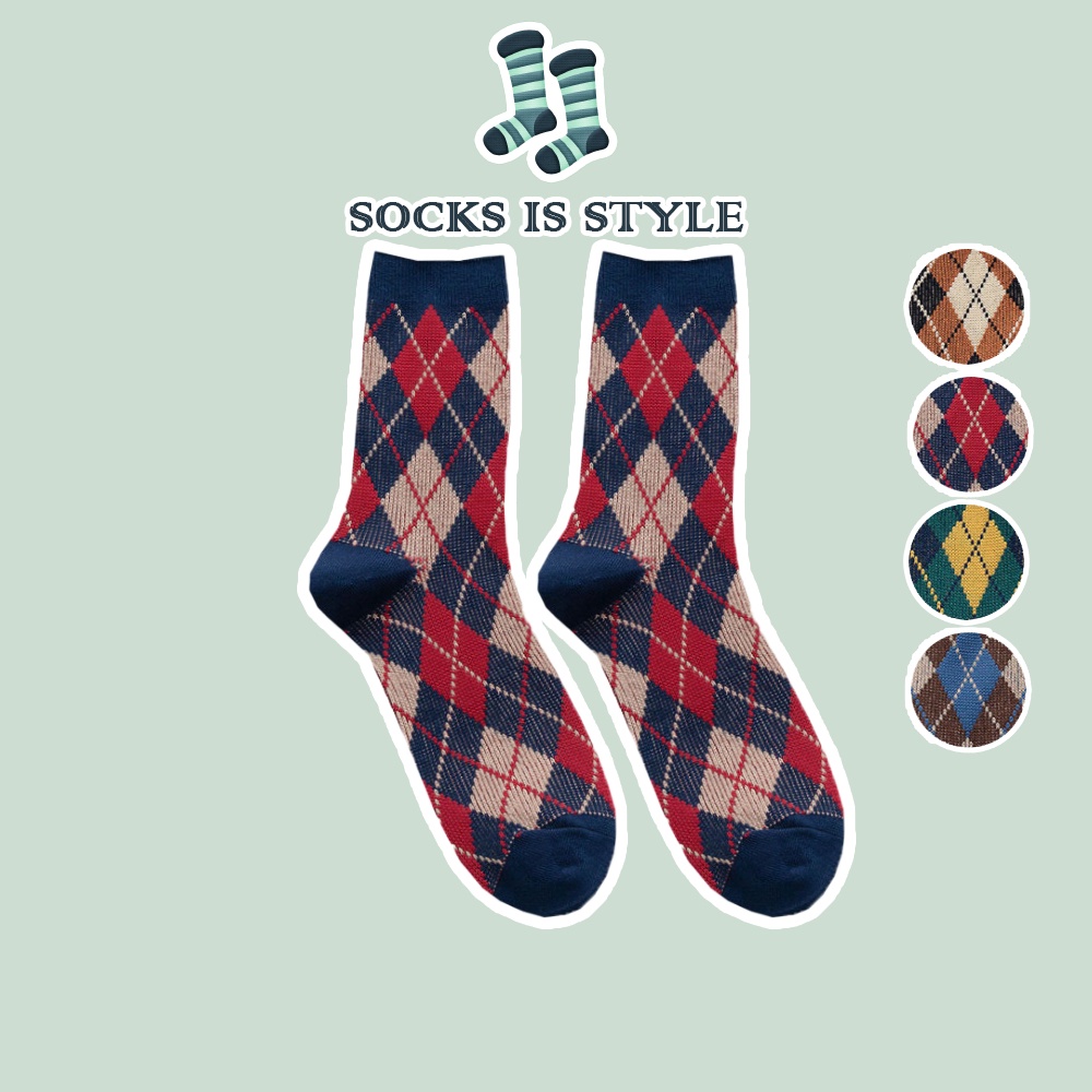 Tất Nam Nữ Unisex Cotton Cao Cấp Thoáng Khí Siêu Co Dãn Funky Retro Châu Âu Lịch Lãm Sang Trọng Ulzzang Vintage Cổ Điển