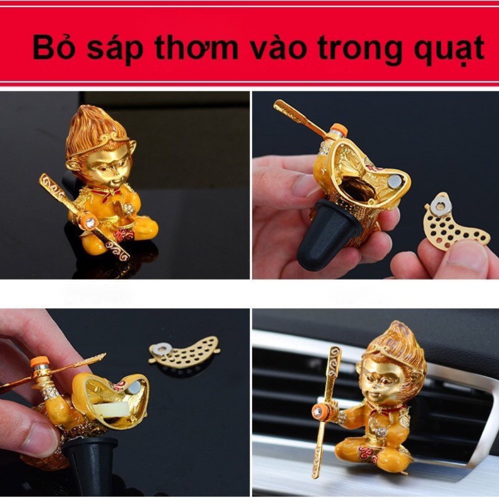 Nước hoa ô tô , quạt sát thơm ô tô hình tôn ngộ không tỏa hương thơm sáp tinh dầu TIME HOME