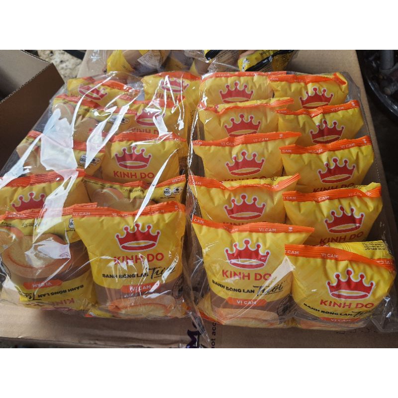 Bánh Bông lan Tươi Kinh Đô vị Cam 55G ( pack 10 cái)