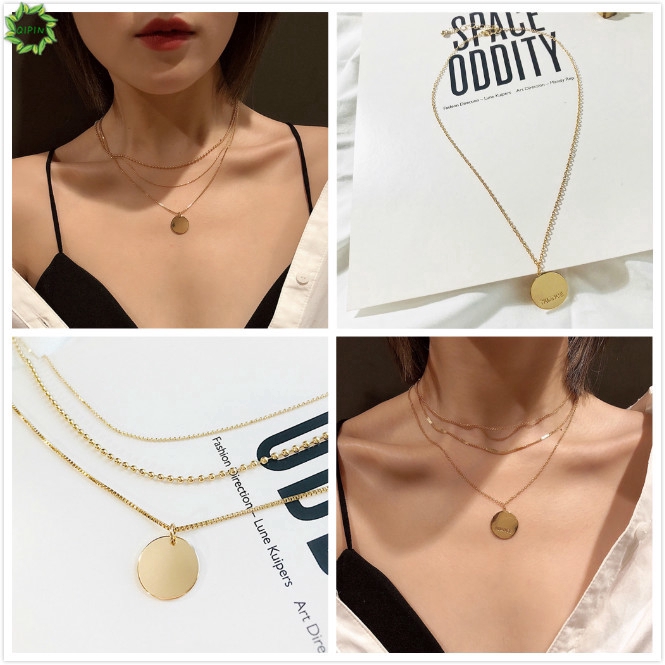 Sale 70% Vòng cổ 3 lớp thiết kế mặt dây hình tròn bằng kim loại thời trang cho nữ, A Giá gốc 27,000 đ - 135B28-11