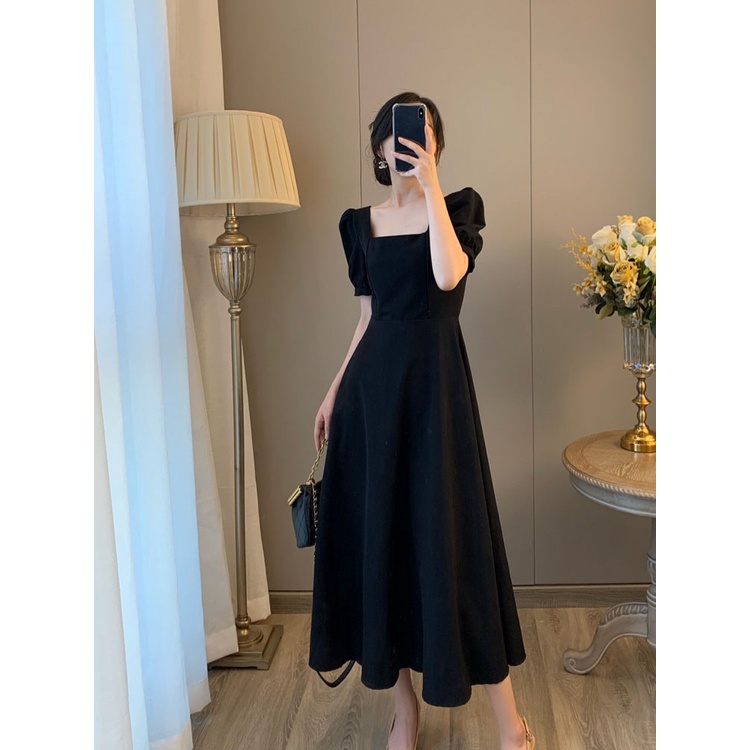 Đầm dự tiệc maxi tay phồng váy xòe dáng dài cổ chữ u đẹp LAVILO Đ03