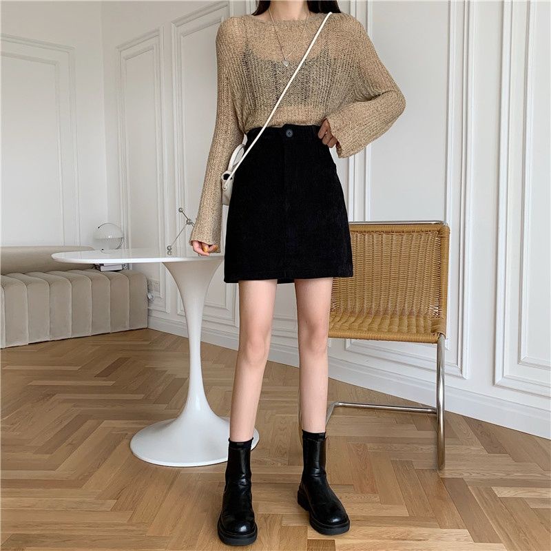 Chân váy chữ A lưng cao thời trang Hàn Quốc cho nữ