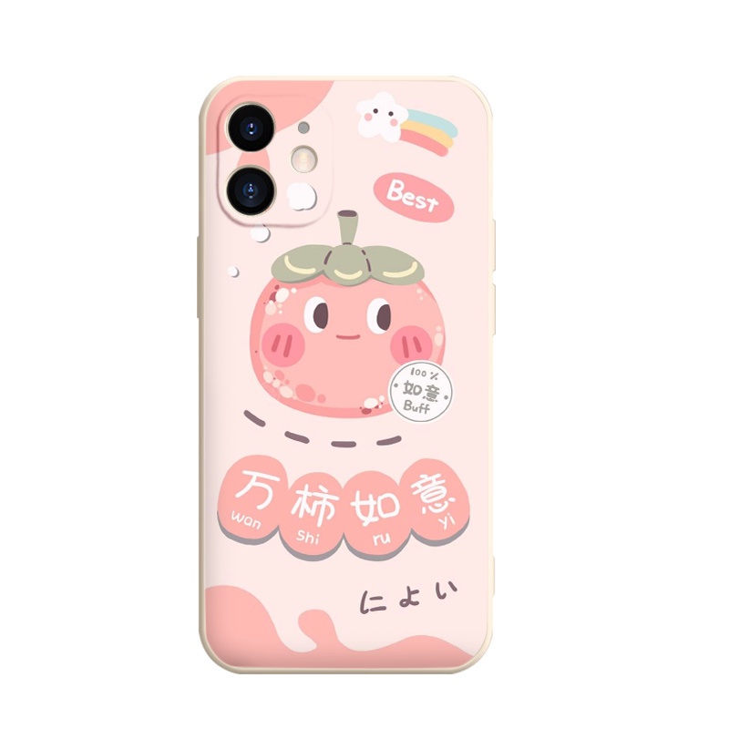 Ốp iphone - Ốp lưng iphone cạnh vuông Quả hồng đáng yêu dành cho ip 6 đến 14promax - ng217