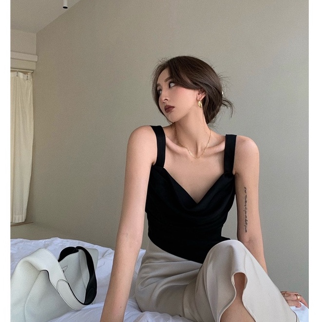 Áo Hai Dây Vải Lụa Kiểu Cổ Điển Phong Cách Hàn Quốc | BigBuy360 - bigbuy360.vn