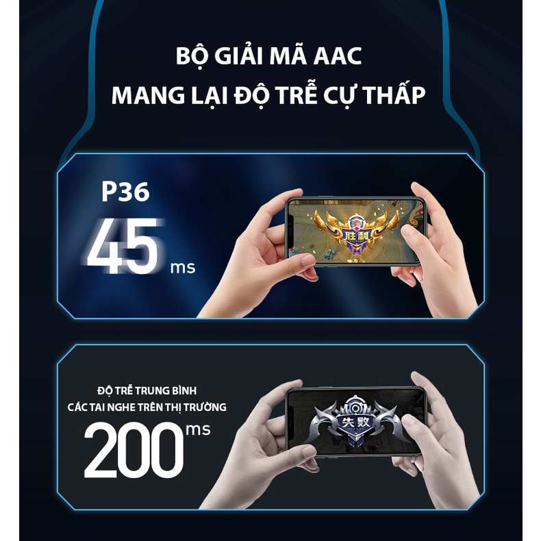 Tai nghe gaming P36 âm thanh HIFI,pin siêu trâu,tích hợp gaming mode giảm độ trễ khi chơi game