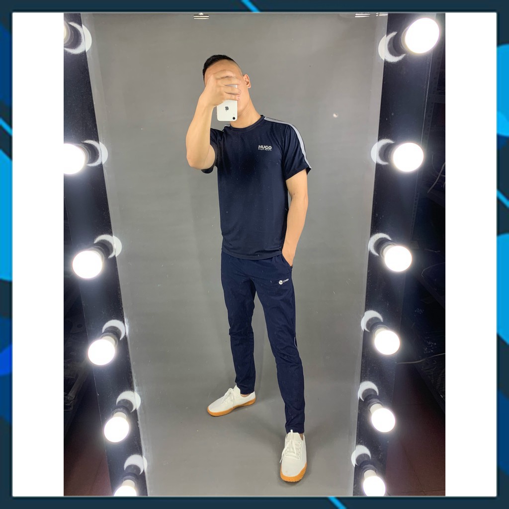 Áo thể thao nam Viền Sọc 2021 Hugo Sport, Áo tập gym nam co dãn 4 chiều thoáng mát, Ảnh thật. | BigBuy360 - bigbuy360.vn