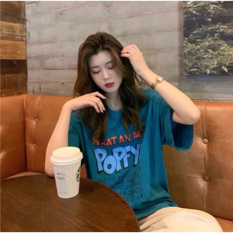 Áo phông tay lỡ nam nữ unisex form rộng Popy ulzang vải cotton dày mịn giá rẻ mặc đơn đôi nhóm