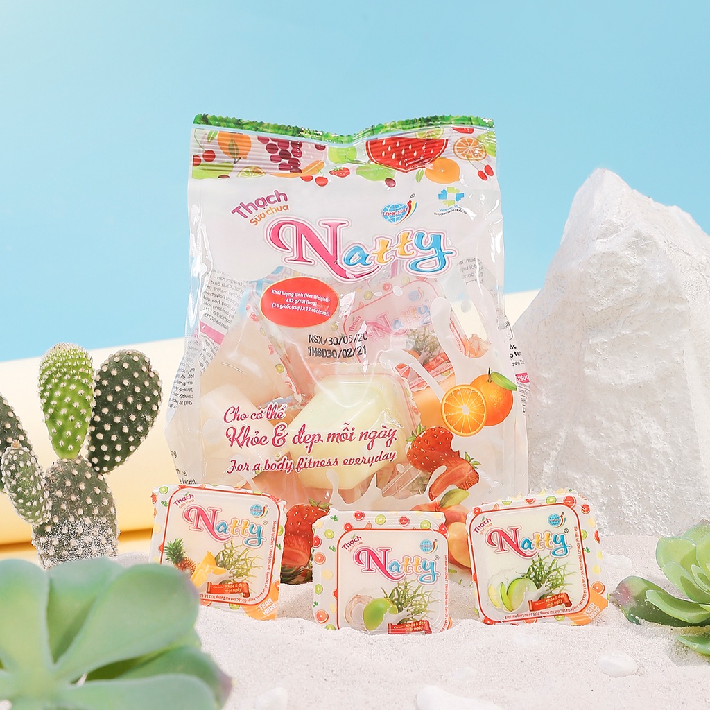 Thạch Sữa Chua Natty Long Hải Túi Quai Xách Trọng Lượng 432 G