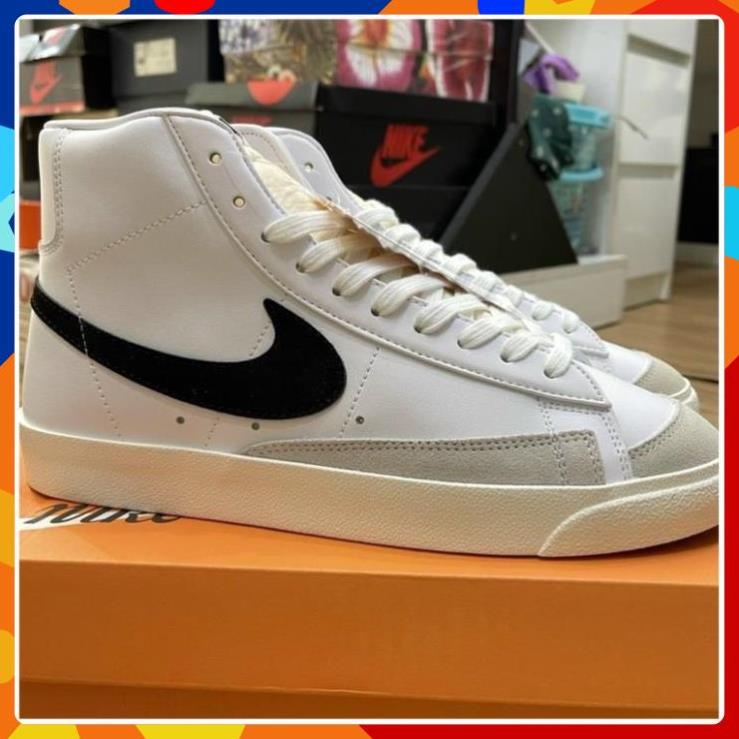 Giày Blazer Mid Top 77 viền đen chất lượng cao, Giầy Sneaker sơn tùng trắng đen