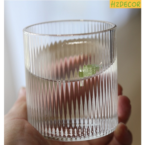 Cốc Thuỷ Tinh Trong Suốt Hoạ Tiết Kẻ Sọc-H2DECOR