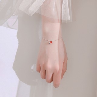 Lắc tay trái tim pha lê màu đỏ gắn chuông lục lạc siêu dễ thương phụ kiện trang sức style ulzzang hàn quốc - dorami