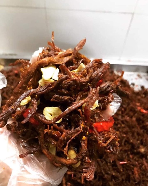 500G KHÔ HEO CHÁY TỎI LOẠI 1 ĂN LÀ NGHIỀN