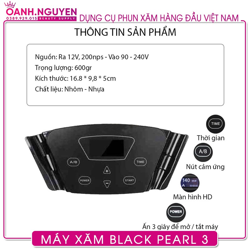 Máy Xăm Black Pearl 3 / Chuyên đi sợi hairstroke, phun môi, đi nét