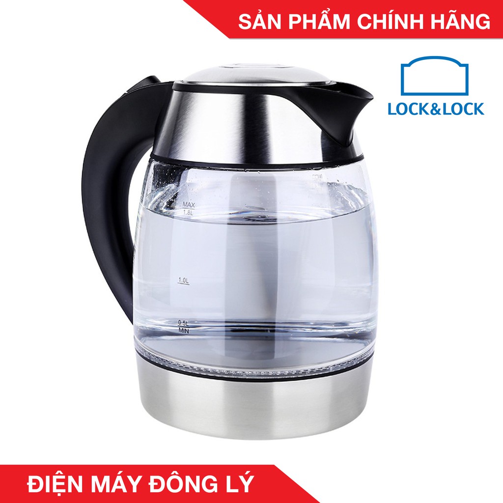 Ấm Siêu Tốc Thủy Tinh Lock&Lock EJK418SLV - 1.8 Lít