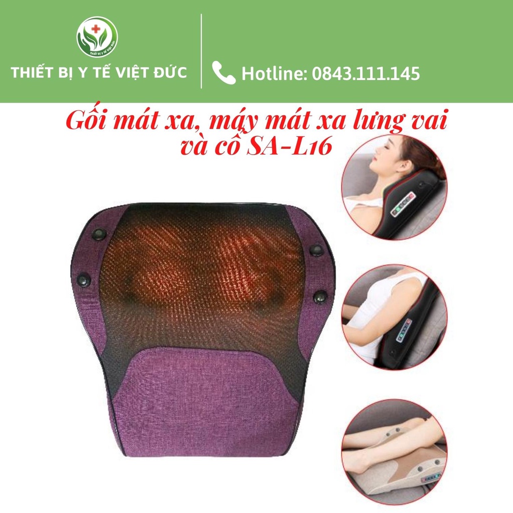 Gối Massage Lưng Vai Cổ Hồng Ngoại Giúp Giảm Đau Nhức Lưng Vai Cổ, Máy Mát Xa Lưng Vai Và Cổ SA-L16 - Hàng chính hãng