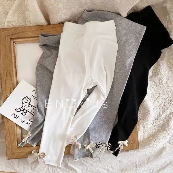 Quần Legging Lưng Cao Đính Nơ Xinh Xắn Cho Bé Gái