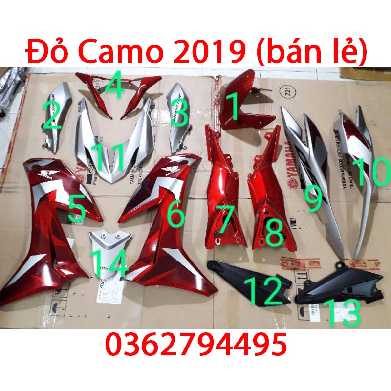 Dàn áo Winner X Đỏ Camo 2019 Zin chính hãng Honda