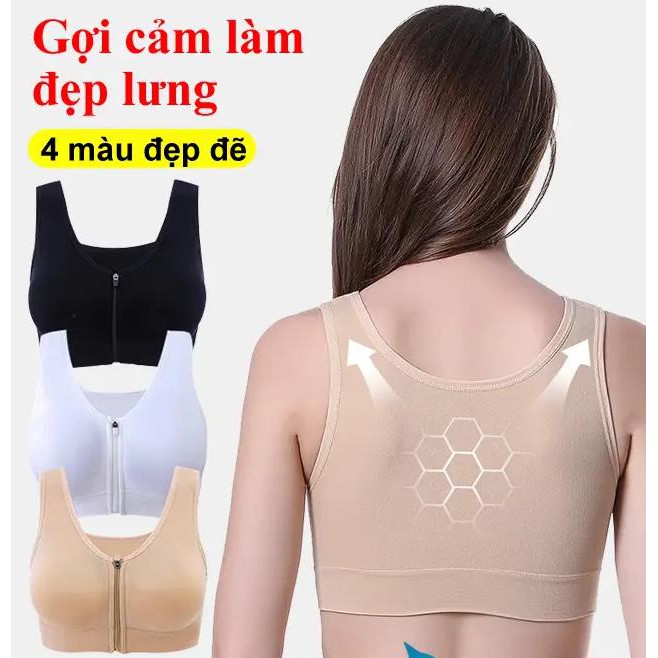 Áo Ngực Thể Thao Nữ Chống Sốc Có Dây Kéo Phía Trước