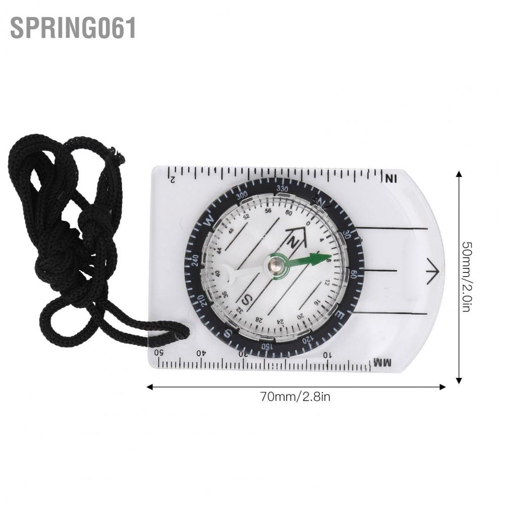Spring061 Organic Glass Wilderness Survival Outdoor Equipment Multi‑Function Compass Scale Ruler