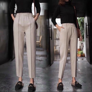 Quần baggy dạ gân giữa