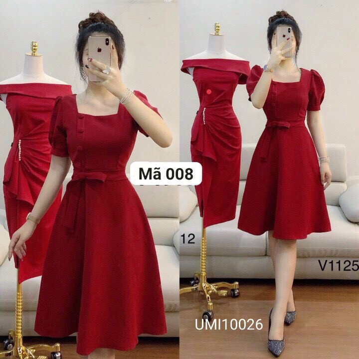 ĐẦM ĐỎ XÒE NỮ TAY CON DIỆN TẾT CỰC XINH