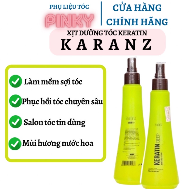Sữa Xịt dưỡng tóc KERATIN MOISTURE LOTION KARANZ collagen giữ ẩm phục hồi khô xơ rối hư tổn 250ml PLTPINKY