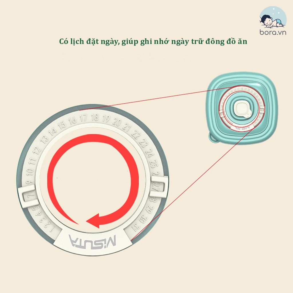 Hộp trữ đông, hộp trữ đồ ăn dặm cho bé 120ml Misuta, dùng được trong lò vi sóng, có đặt lịch ngày trữ đông