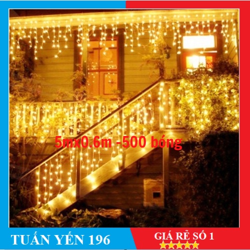 Đèn Nháy Rủ 5mx0.6m 24 sợi -500 bóng (vàng-trắng),Đèn Led Mành Rủ 5mx0.6m,Bộ Nháy Rủ hàng đủ 5mx0.6m